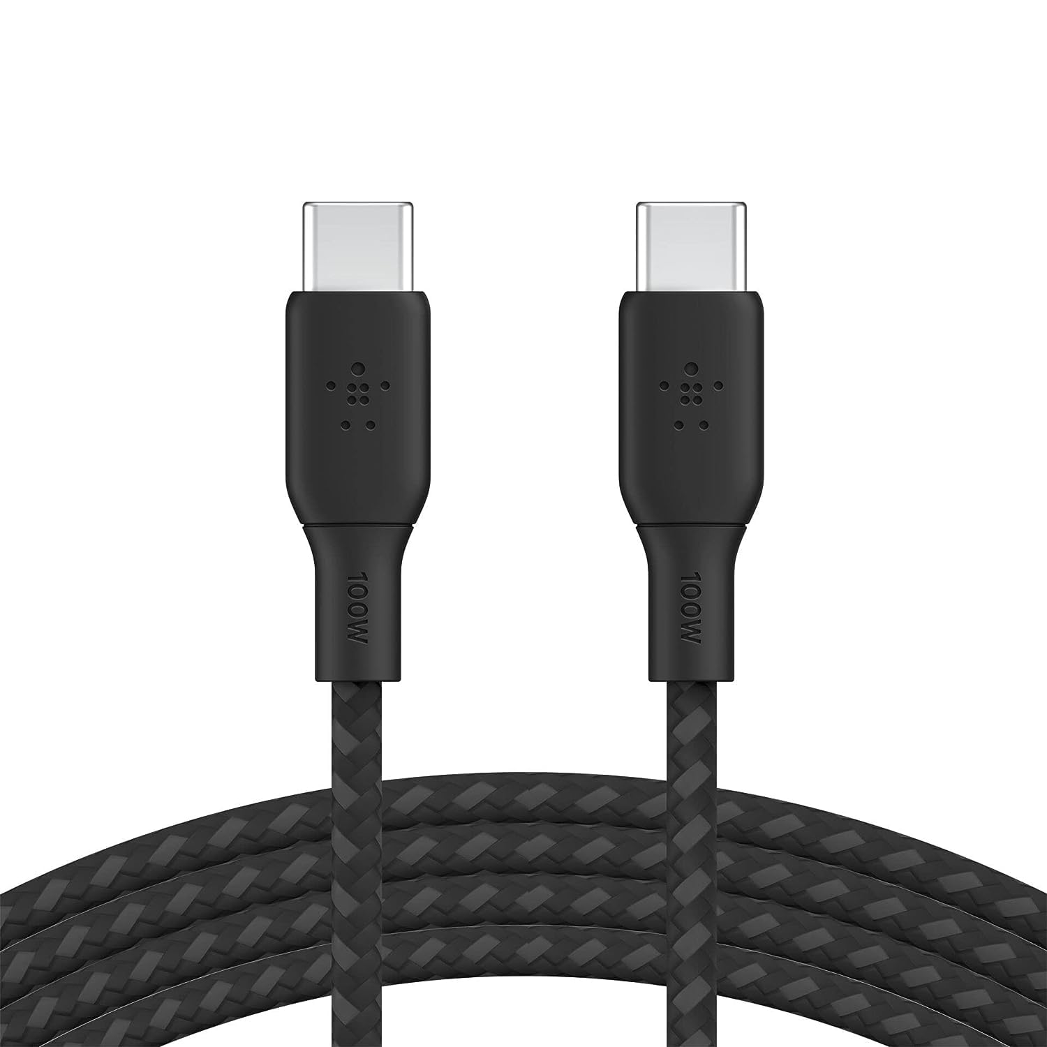 Belkin USB Type C to C Cable, 100W Power Delivery USB-IF Certified 2.0 USB C Charger Cable with Double Braided Nylon Exterior for iPhone 15, iPad, MacBook, Samsung Galaxy, Pixel and More -2 m, black