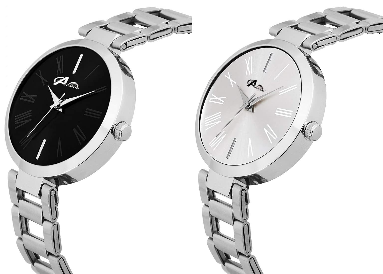 Acnos® Premium Steel Belt Analogue Multicolour Dial Women's Watch -Combo Pack of 2