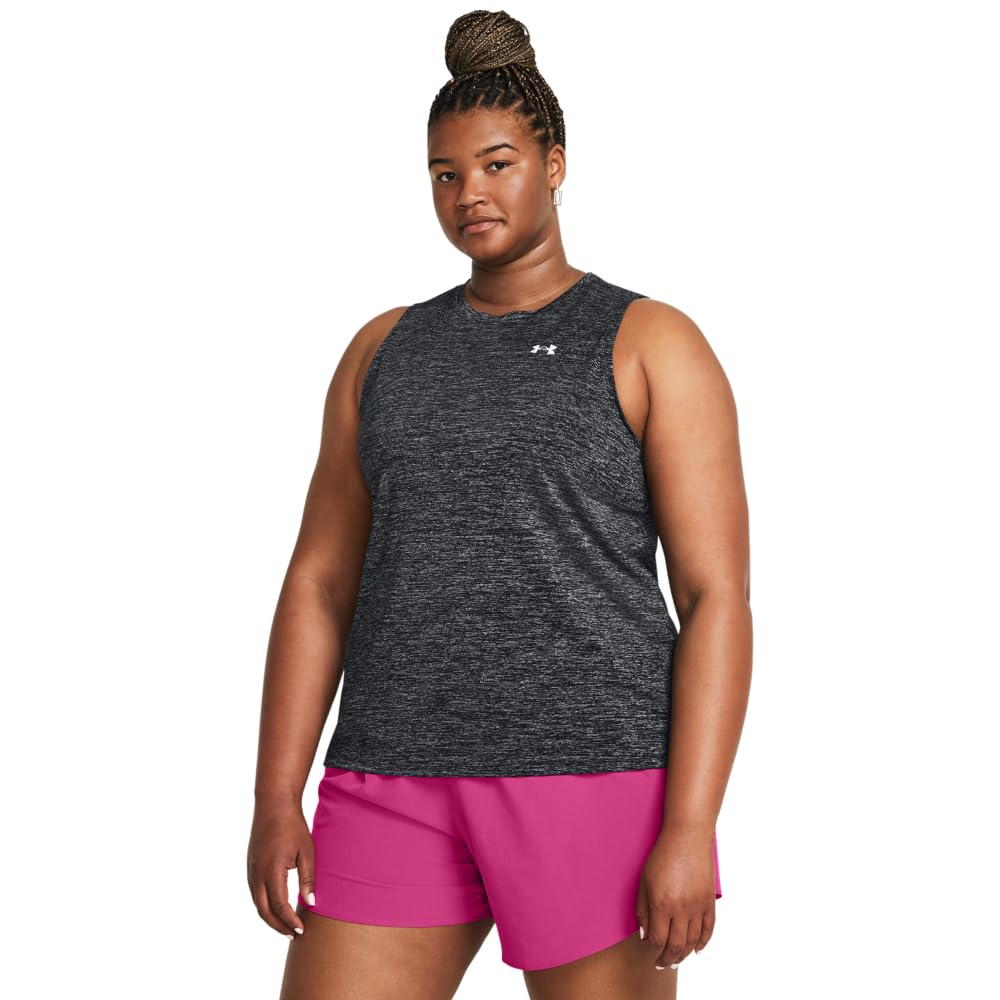 Under Armour womens Tech Twist Tank Top, (001) Black / White, L