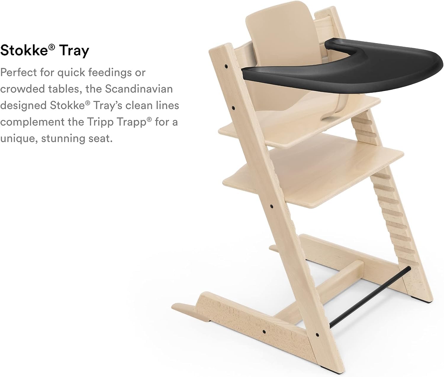 Stokke Tripp Trapp Tray - Designed Exclusively for Tripp Trapp baby Chair + Tripp Trapp Baby Set - Convenient to Use & Clean - Made with BPA-Free Plastic - Suitable for Toddlers 6-36 Months - Black