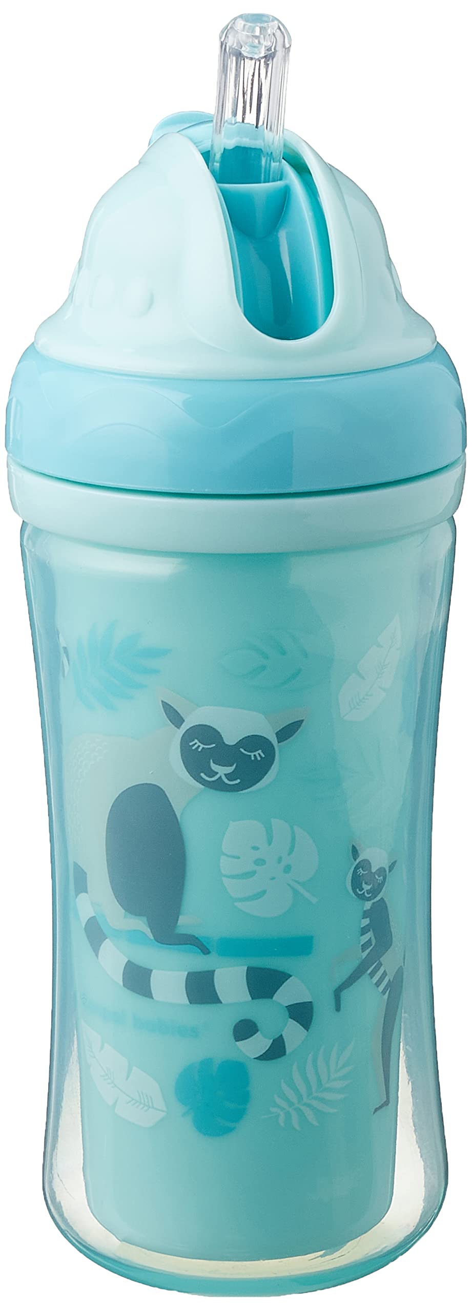 Canpol babies sport cup with silicon flip top straw 260ml lemur