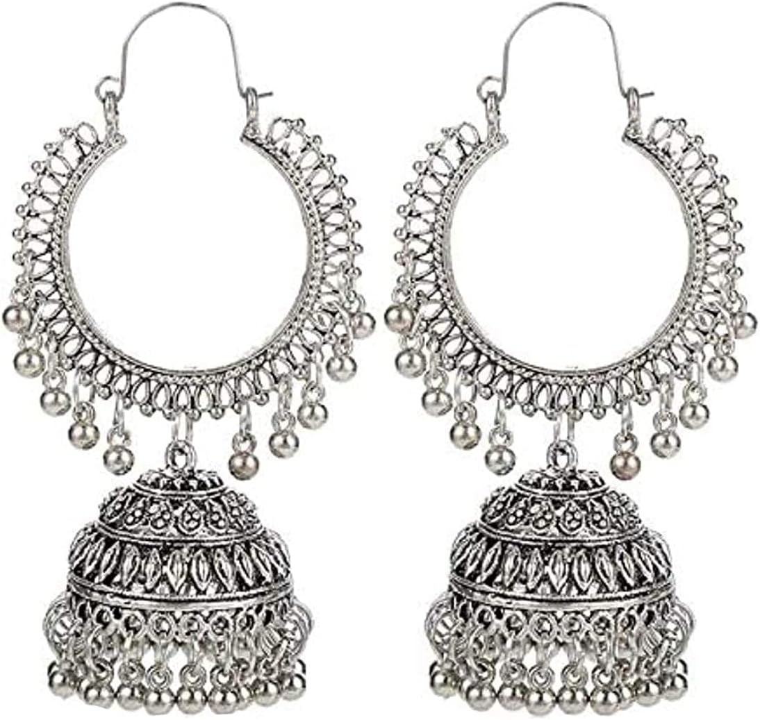 YouBella Earrings for Women Jewellery Earrings Afghani Kashmiri Jhumka earrings for Girls and Women (Silver)(YBEAR_32197)