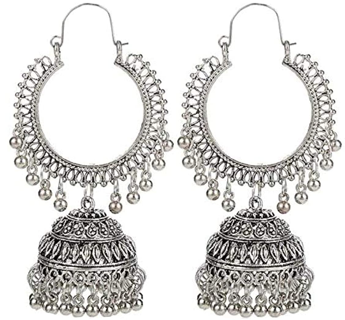 YouBella Earrings for Women Jewellery Earrings Afghani Kashmiri Jhumka earrings for Girls and Women (Silver)(YBEAR_32197)