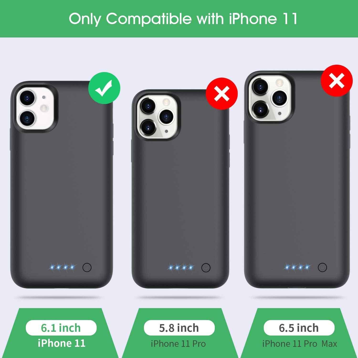 AWH Battery Case for iPhone 11, 4500mAh Protective Portable Charging Case for iPhone 11 Rechargeable Extended Battery Pack Power Backup Cover for Apple 11 [6.1 inch]