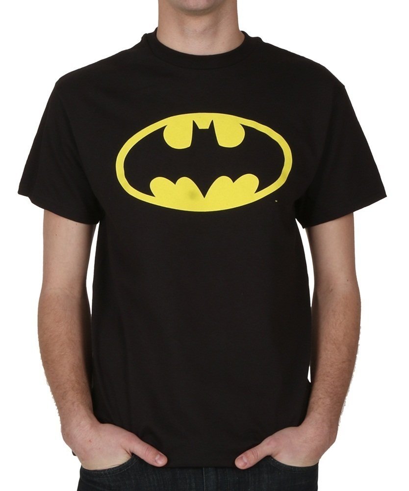 DC Comics Men's Batman Basic Logo Black T-Shirt, Black