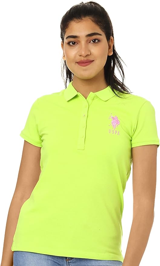 U.S. POLO ASSN. womens G082SZ0110001190918 Polo Shirt Color: Yellow neon Size: L