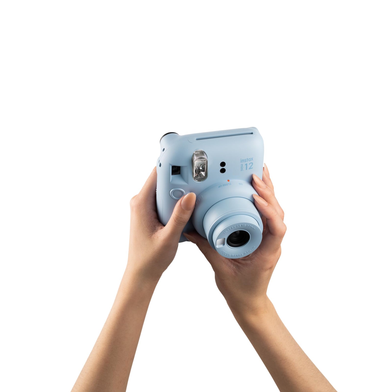 instax mini 12 instant film camera, auto exposure with Built-in selfie lens, Pastel Blue