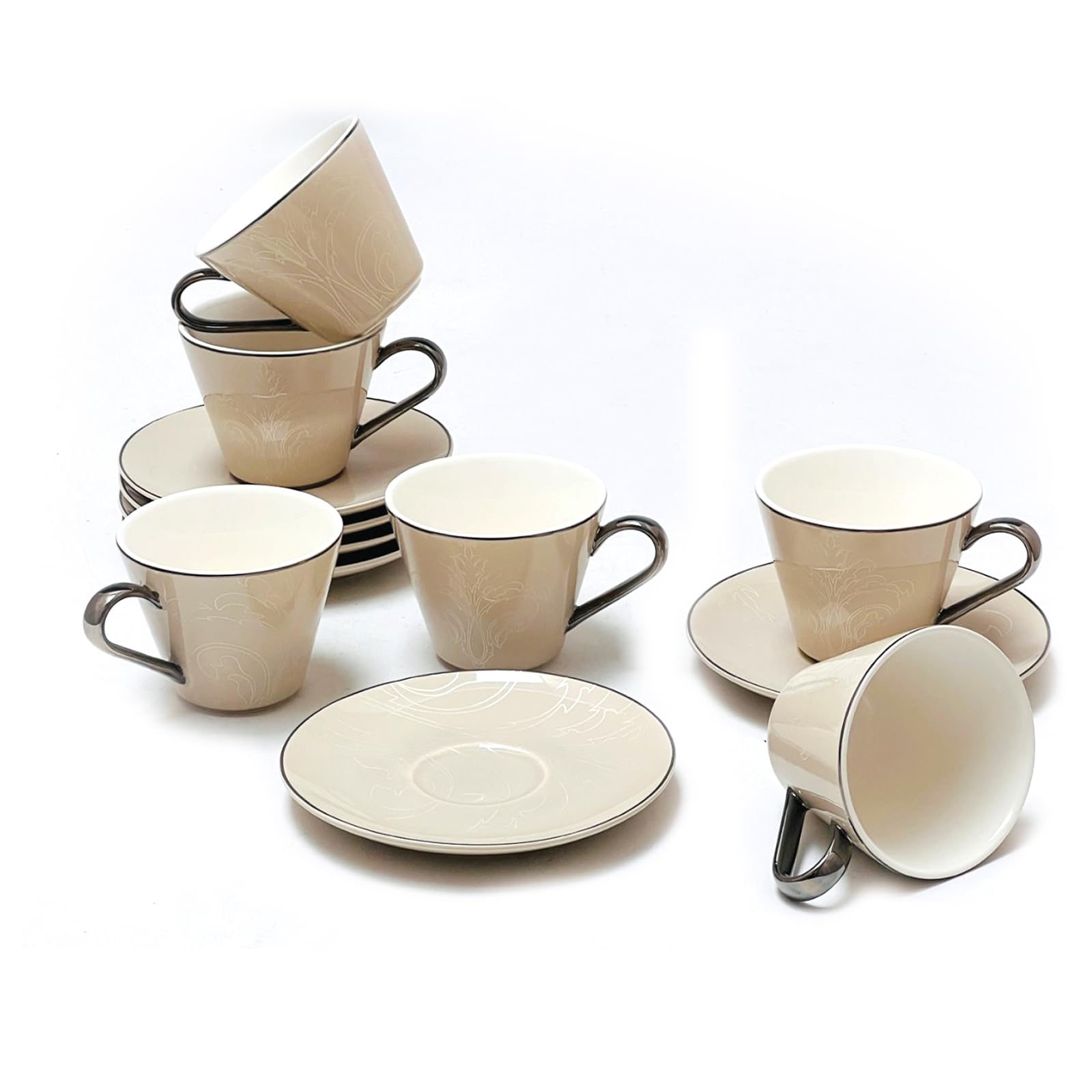 BLACKSTONE Turkish Cup and Saucer 10pc Set Tea Service 5x Cups (100ml) with 5x Saucers (12.5cm) CFCS042