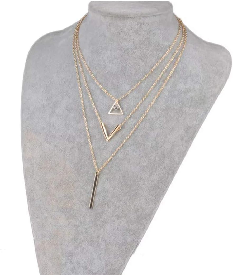 Yellow Chimes Women's/Girls St Elegant and Beautiful Sequins Multi Layered Geometric Long Chain Crystal Cubic Zirconia and Gold Plated Base Metal Choker Necklace (Golden)