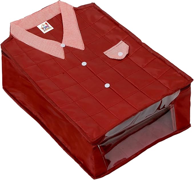 Fun Homes Shirt & Trouser Cover Set With Tranasparent Window & Zipper Closer, Set of 2 (Maroon)-HS_38_FUNH21204