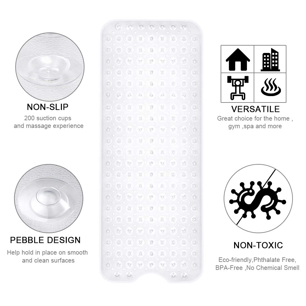 YINENN Bath Tub Shower Mat, 40X16in (Clear)