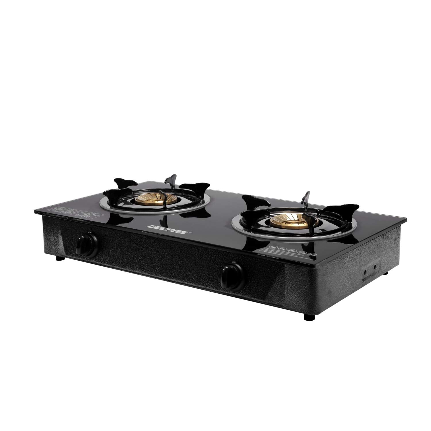 Geepas-Geepas 2-Burner Gas Hob - Attractive Design, Tempered Glass Worktop - Automatic Ignition, 2 Heating Zones | Portable Cooktop | Ideal for Home, Office and More