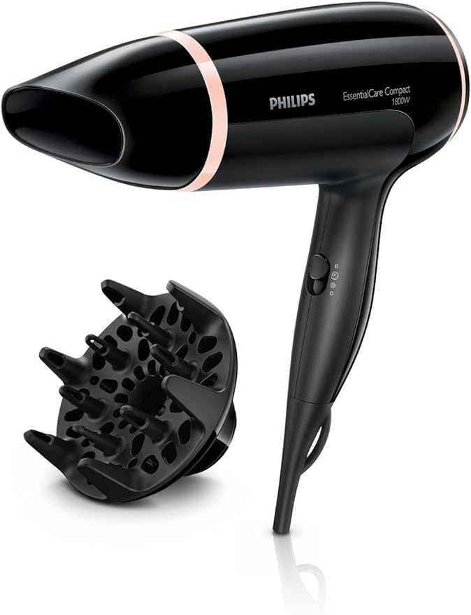 Philips BHD004 Essential Care Hairdryer – 1800W with Cool Shot and Diffuser