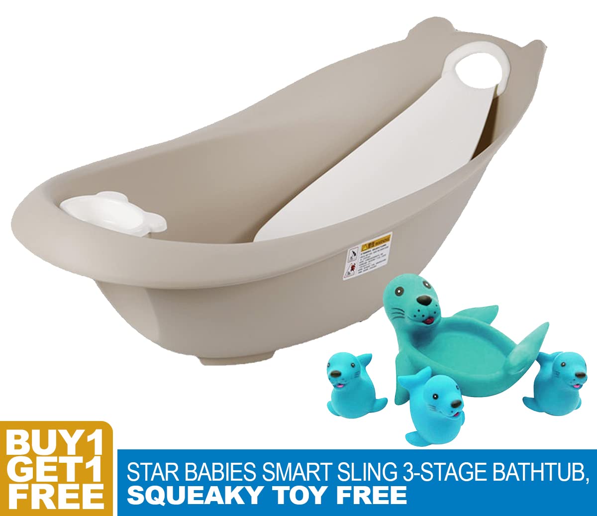 Star Babies (Smart 3-Stage Sling Bathtub + Squeaky Bath Toy)