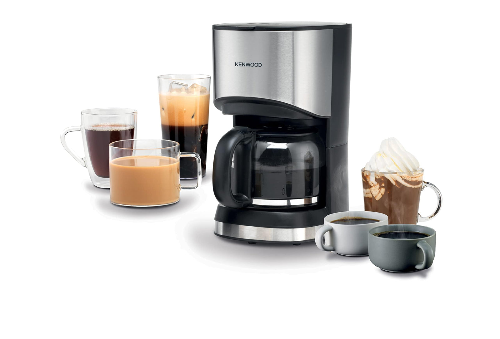 Kenwood Coffee Machine Up To 12 Cup Coffee Maker For Drip Coffee And Americano 900W 40 Min Auto Shut Off, REUSable Filter, Anti Drip Feature, Warming Plate And Easy To Clean Cmm10.000Bm Black/Silver