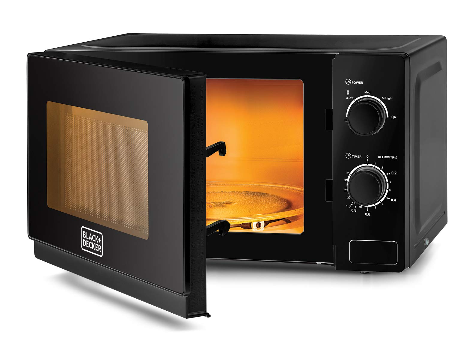Black & Decker 20l 700w microwave black, multiple timer options, 5 power levels with weight/time, defrost function, cooking end signal for cooking/heating/defrost function mz2020p-b5