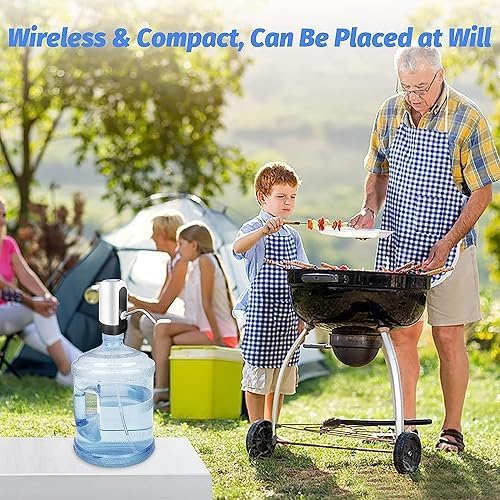 Home Brand 5 Gallon Water Bottle Pump, USB Charging Portable Electric Water Pump for for for 2-5 Gallon Jugs USB Charging Portable Water Dispenser for Office, Home, Camping, Kitchen and etc,white