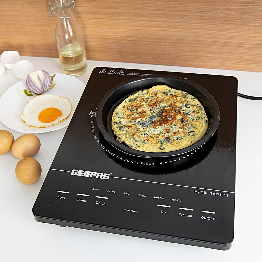 Geepas 4 Digit LED Display Digital Infrared Cooker, GIC33013 | 8 Temperature Settings | 3hrs Programmable Timer | 2000W Ceramic Heating Element