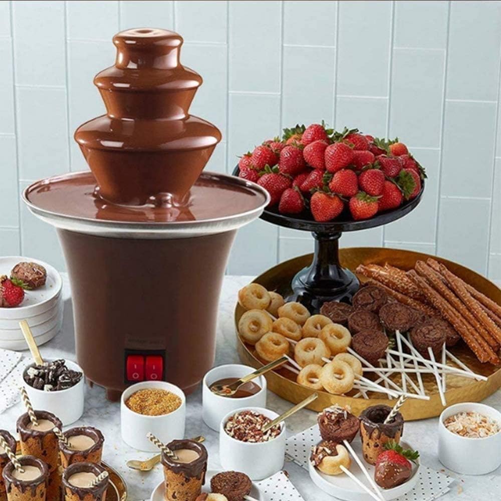 New Mini Chocolate Fountain Three Layers Creative Design Chocolate Melt With Heating Fondue Machine DIY Mini Waterfall Hotpot