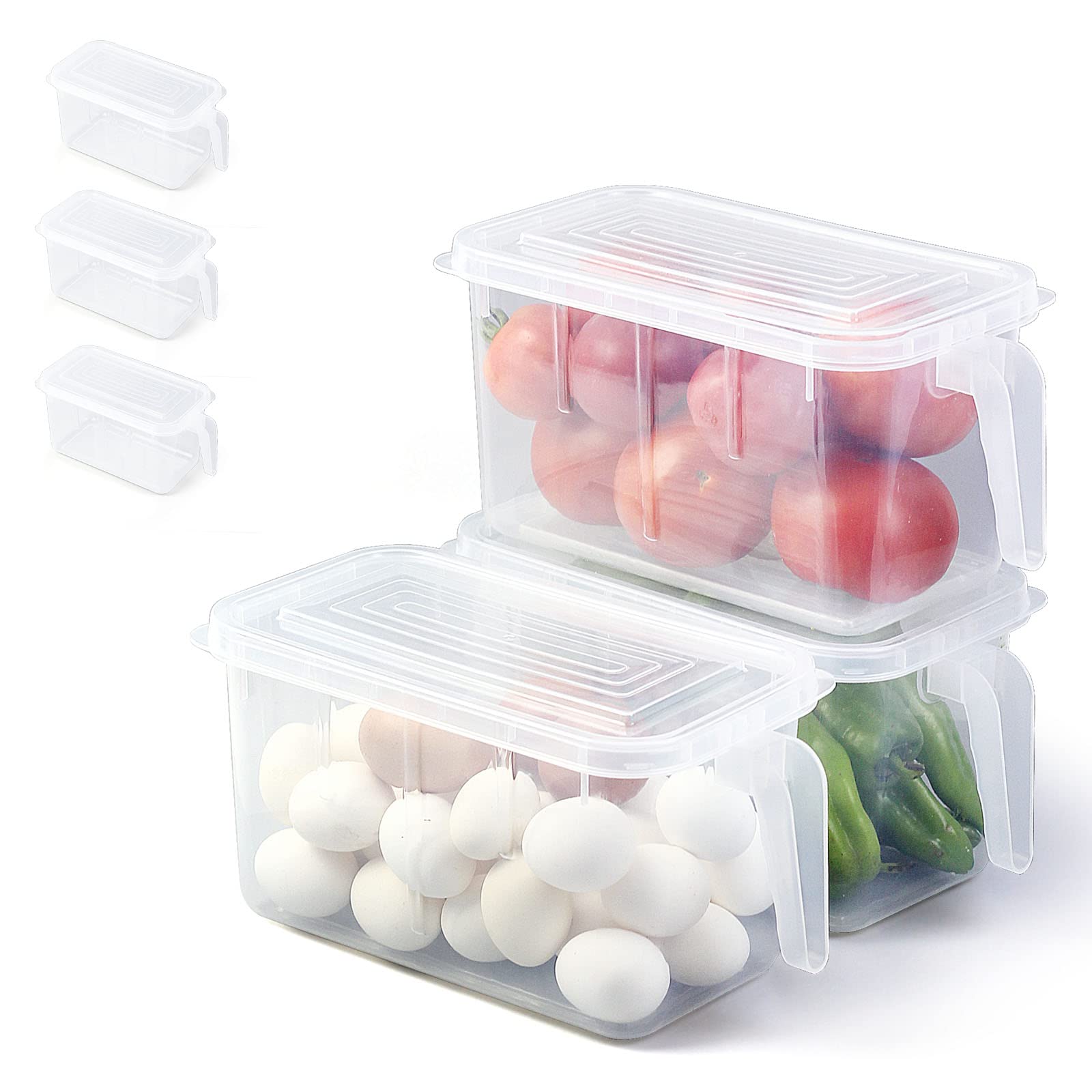 Volwco Food Storage Boxes With Lids Freezer Safe Volwco 3 Pcs 4.7L Large Plastic Kitchen Refrigerator Stackable Food Fruit Storage Containers With Handle