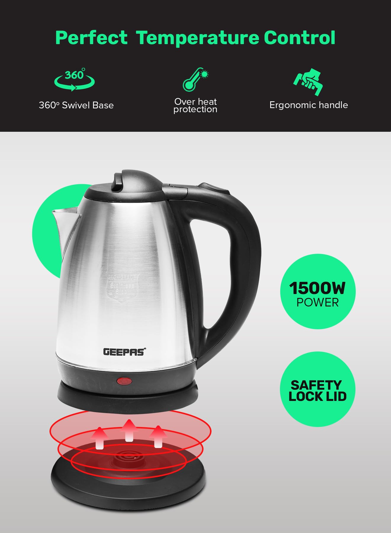 Geepas Kettle, Silver, GK5454