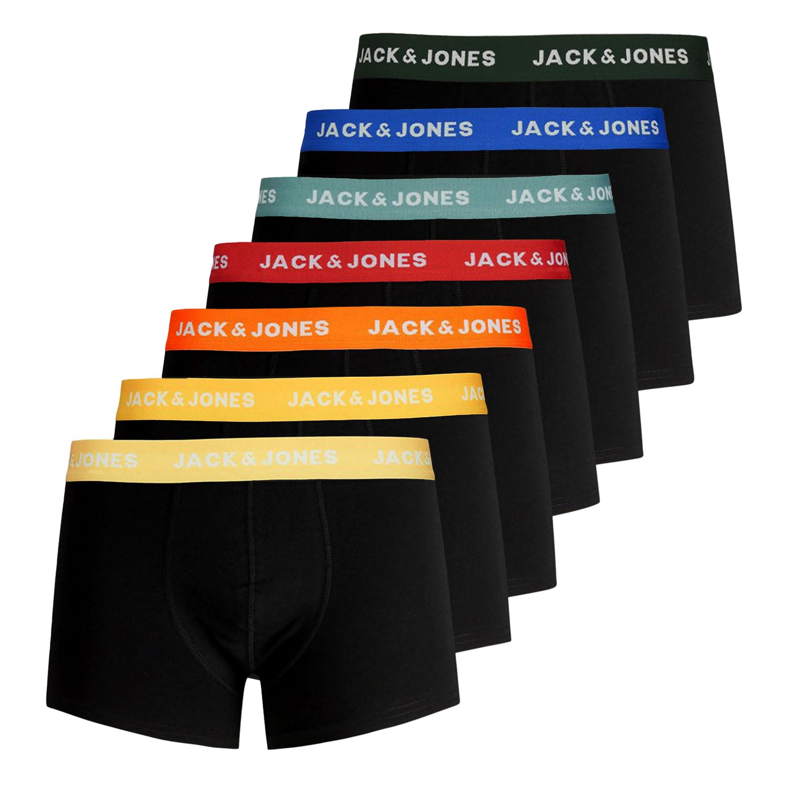 Jack & Jones Men's Vito Solid 7-Pack Trunks Black