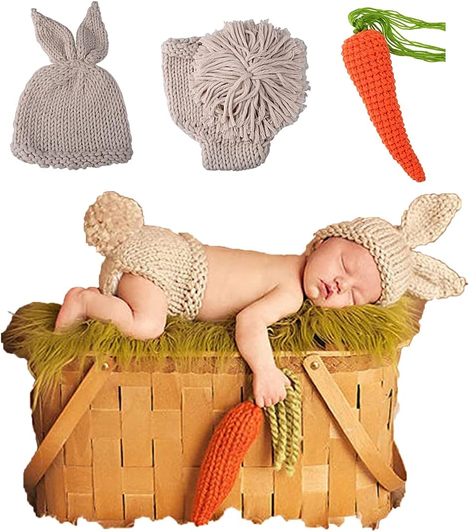 Newborn Baby Photography Prop, Photo Outfits Cute Rabbit Photoshoot Costume for 0-6 Month Toddler Infant