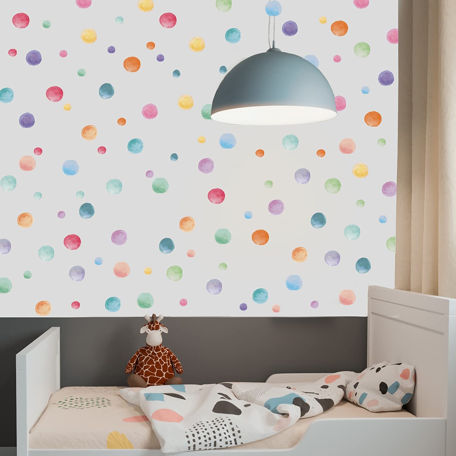 123 Pcs Watercolor Polka Dots Wall Stickers, Colorful Round Wall Decal, Peel and Stick Rainbow Wall Stickers, Multicolor Circle Window Clings Decoration for Nursery Kids Bedroom Classroom Wall Decor