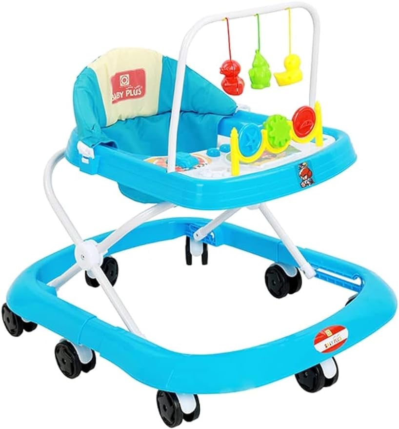 Baby Plus Collapsible Baby Walker with Music Box and Toys, Blue