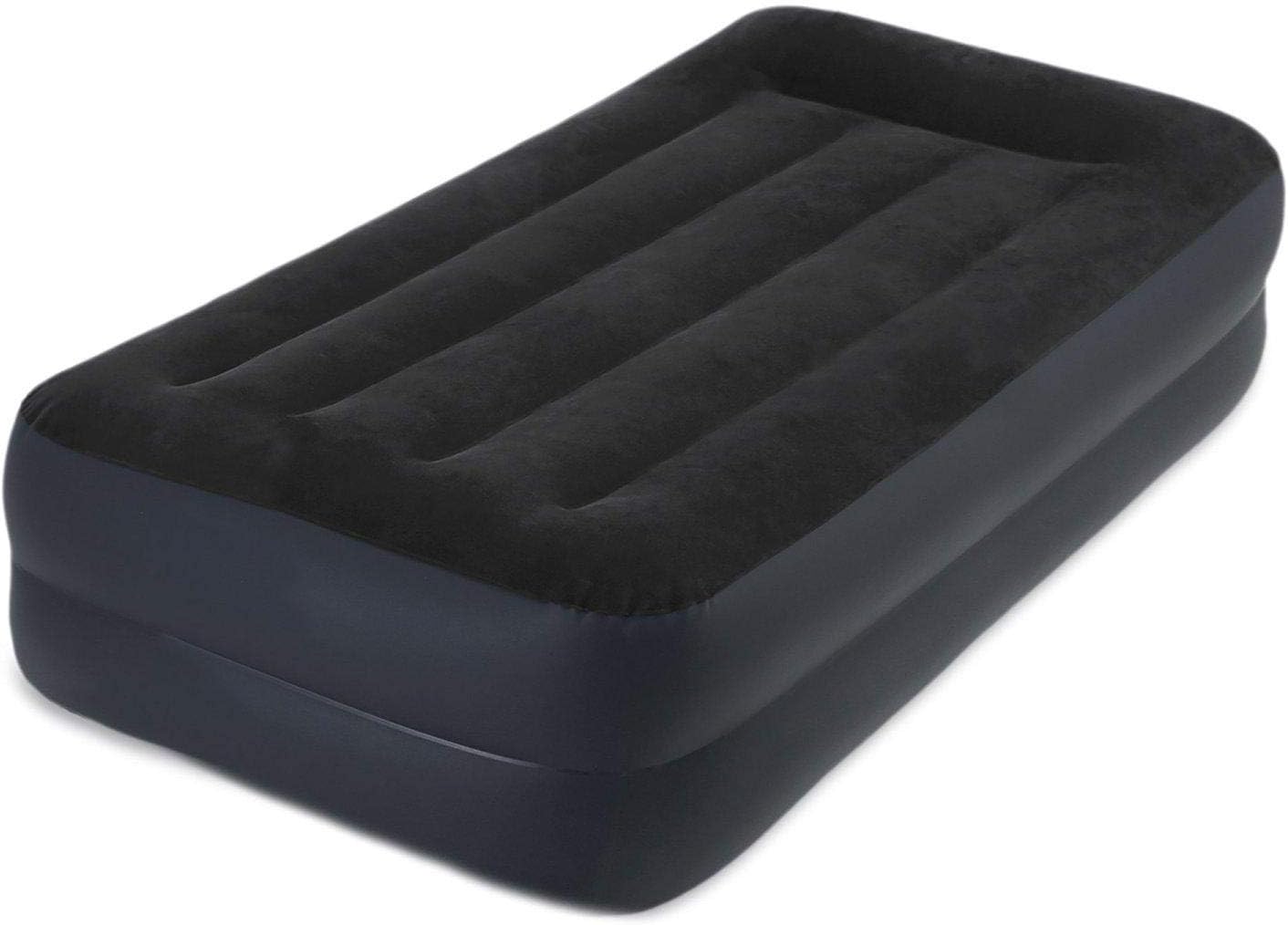 Intex Twin/Single Pillow Rest Raised Airbed with Fiber Technology and Built-in Pump,Black , 99cm X 1.91 m X 42 cm,64122GB