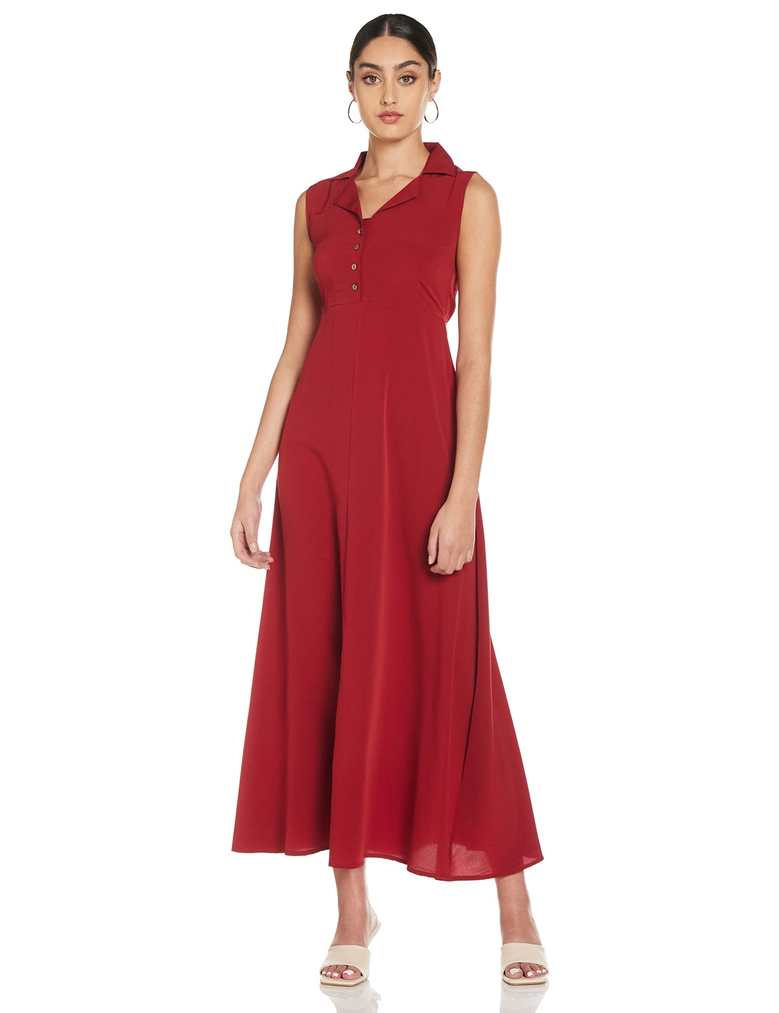 Styleville.in Polyester Fit and Flare Casual Dress.Red.M