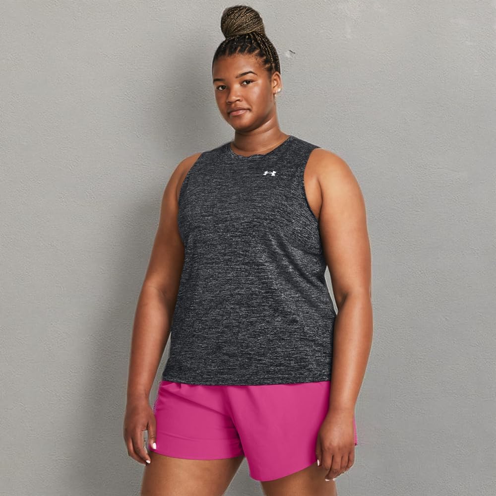 Under Armour womens Tech Twist Tank Top, (001) Black / White, L