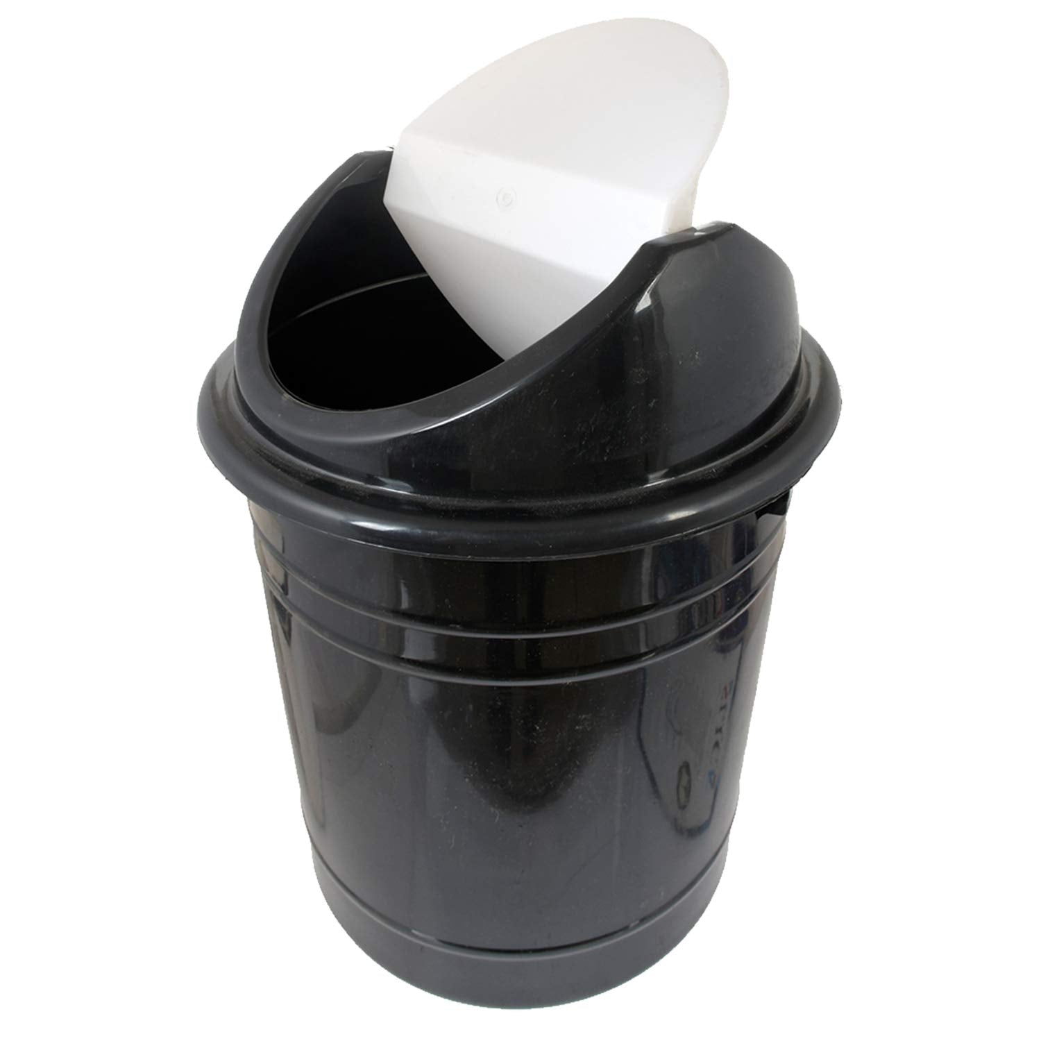 Kuber Industries Plastic Medium Size Swing Dustbin/Swing Garbage Bin/Waste Bin, 10 Liters (Black & White)-KUBMART10215, pack of 1