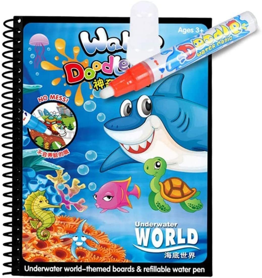 Mumoo Bear Magic Water Colouring Book for Children Reusable Water Drawing Book with Magic Pen Early Education Doodle Painting Toys for Kids Toddlers