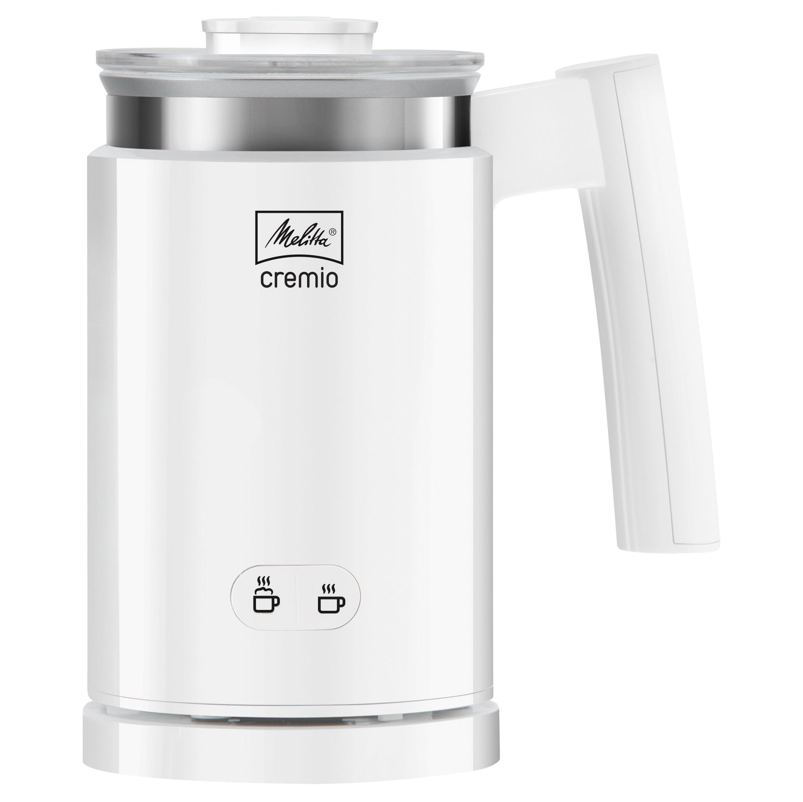 Melitta CREMIO Premium Milk Frother, For Cold & Warm Milk Coffee, Electric Milk Steamer, Soft Foam Maker, White