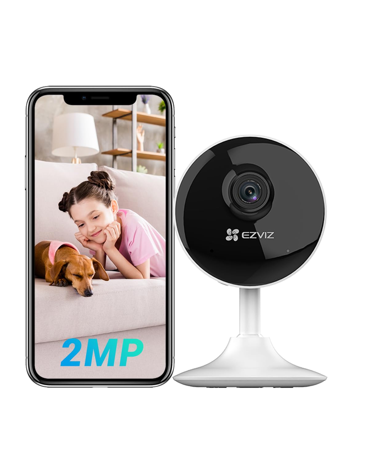 EZVIZ C1C-B WiFi Security Camera, Indoor Camera, 1080p Home Monitor Camera with 12m Night Vision, Two Way Talk, Wide Angle Lens, Sounds Alert, Sleep Mode, Motion Detection, Supports MicroSD Card