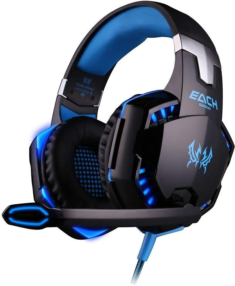 Ntech G2000. Gaming Headset for PS5, PS4, PC, Xbox. One, Surround Sound Over Ear Headphones with Mic, LED Light for Mac Laptop Switch PlayStation. Xbox. Series X/S, Wired