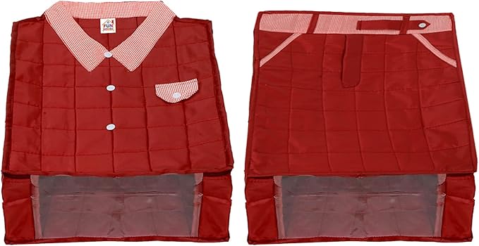 Fun Homes Shirt & Trouser Cover Set With Tranasparent Window & Zipper Closer, Set of 2 (Maroon)-HS_38_FUNH21204