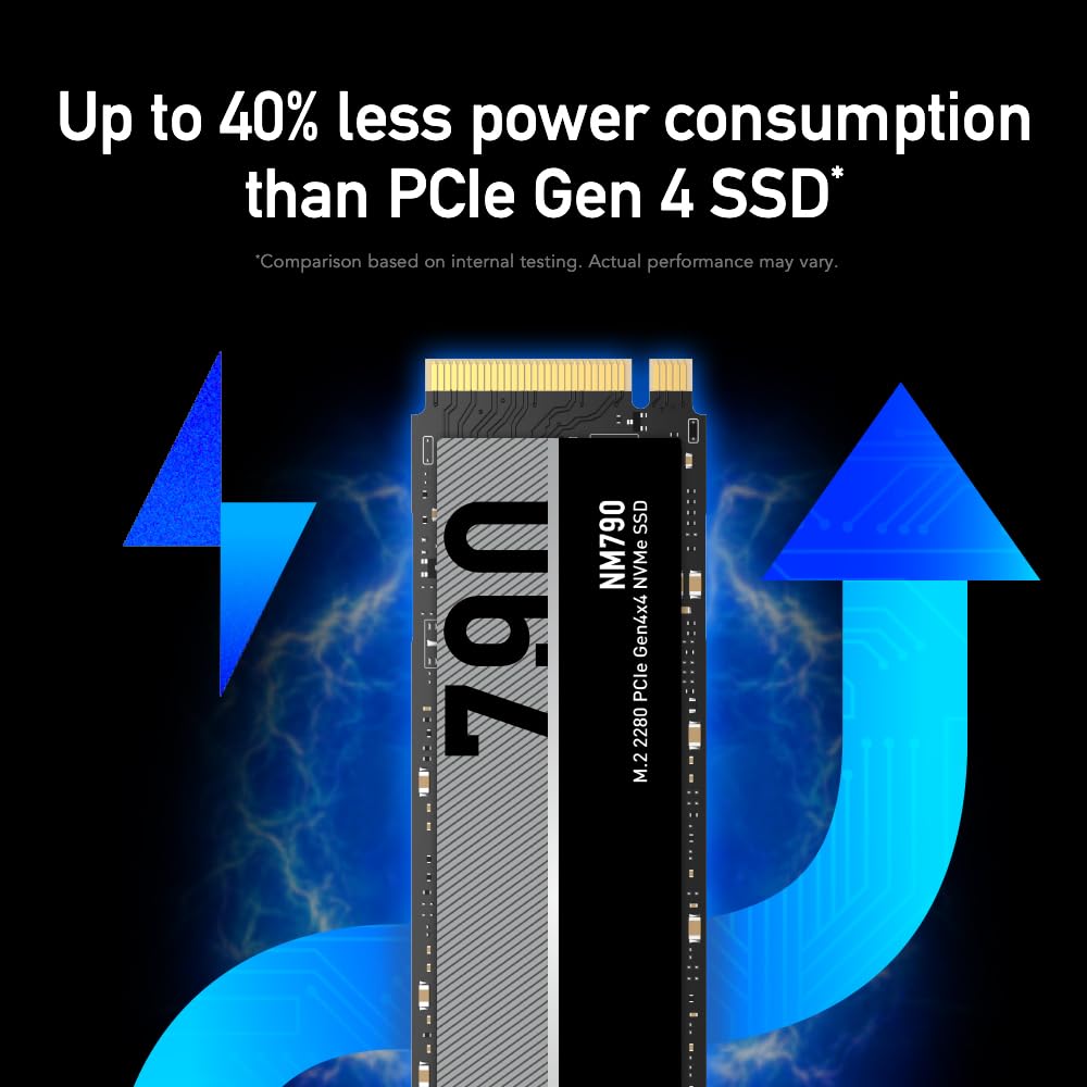 Lexar NM790 SSD 1TB PCIe Gen4 NVMe M.2 2280 Internal Solid State Drive, Up to 7400MB/s, Compatible with PS5, for Gamers and Creators (LNM790X001T-RNNNU)