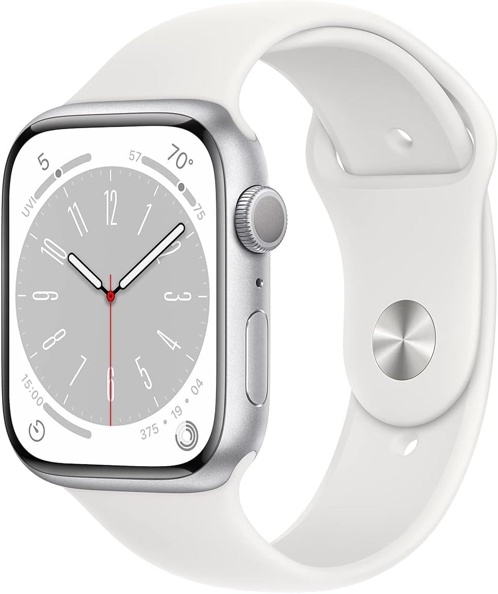 Apple Watch Series 8 GPS 45mm Aluminum Case with Sport Band - Regular, White, USB