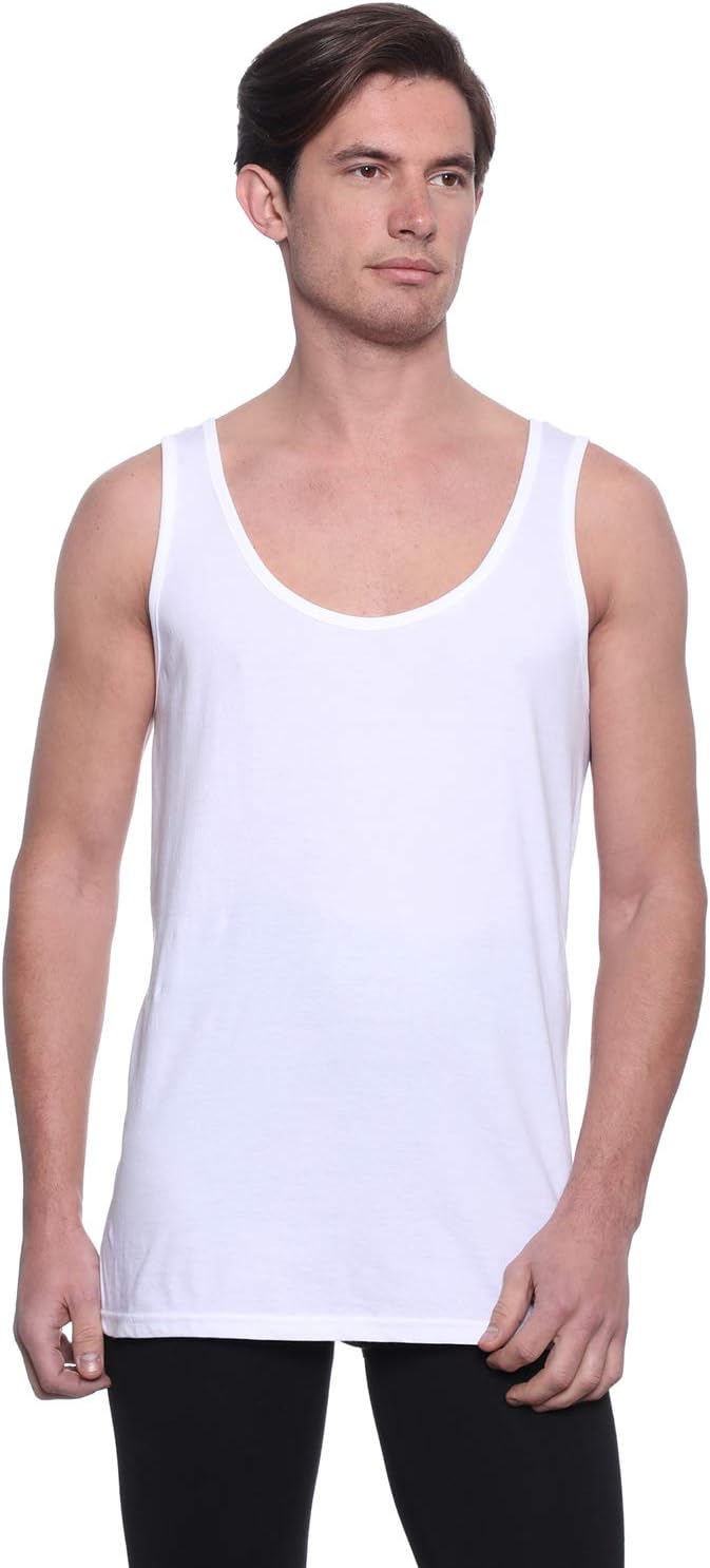 Dice DMTop119 Mens Set of 3 Cotton Round Neck Sleeveless Undershirt - White