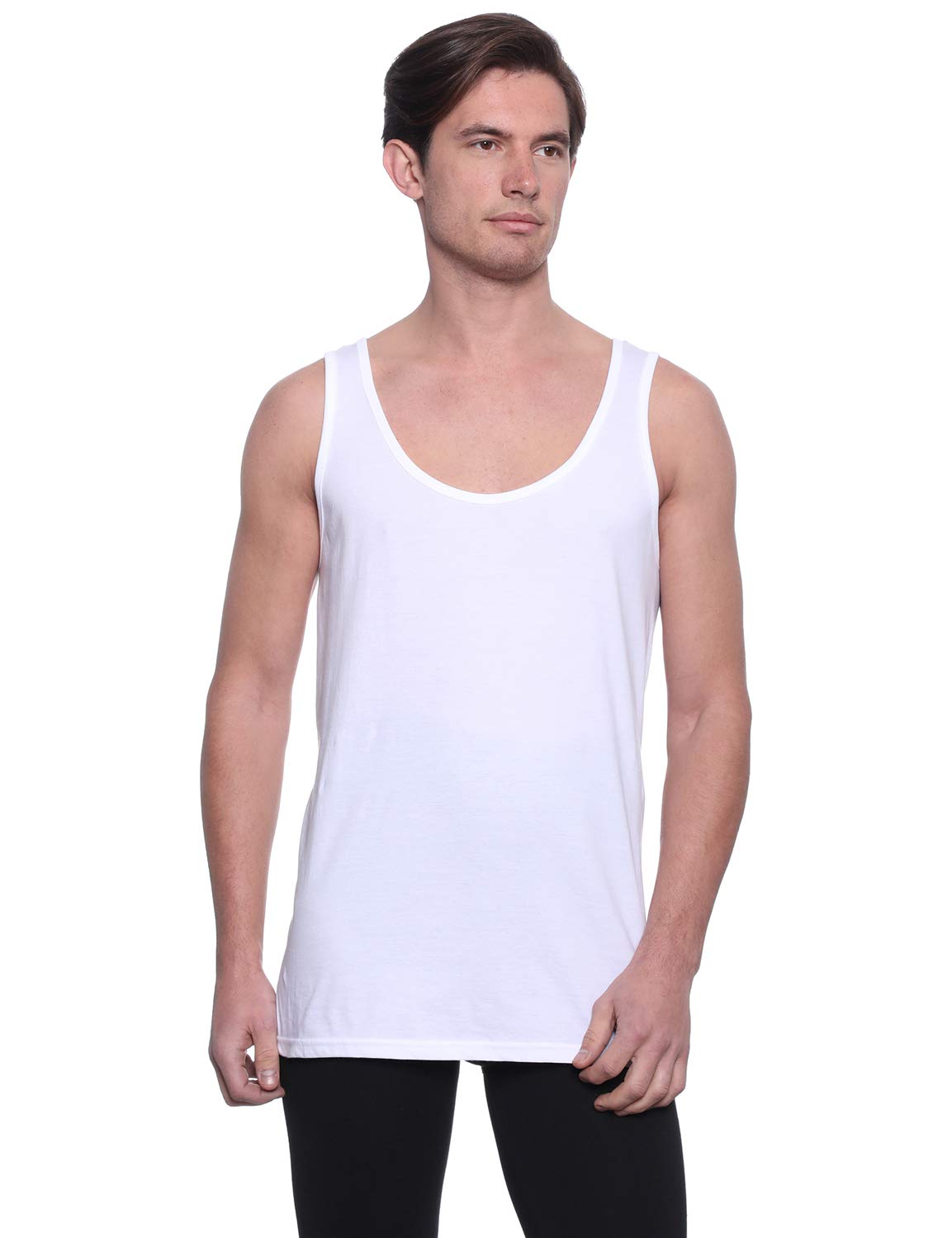 Dice DMTop119 Mens Set of 3 Cotton Round Neck Sleeveless Undershirt - White