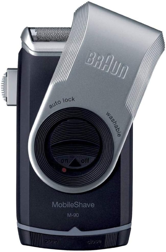 Braun Pocketgo Mobile Electric Travel Shaver, M90, Black/Silver