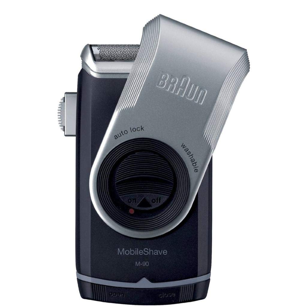 Braun Pocketgo Mobile Electric Travel Shaver, M90, Black/Silver