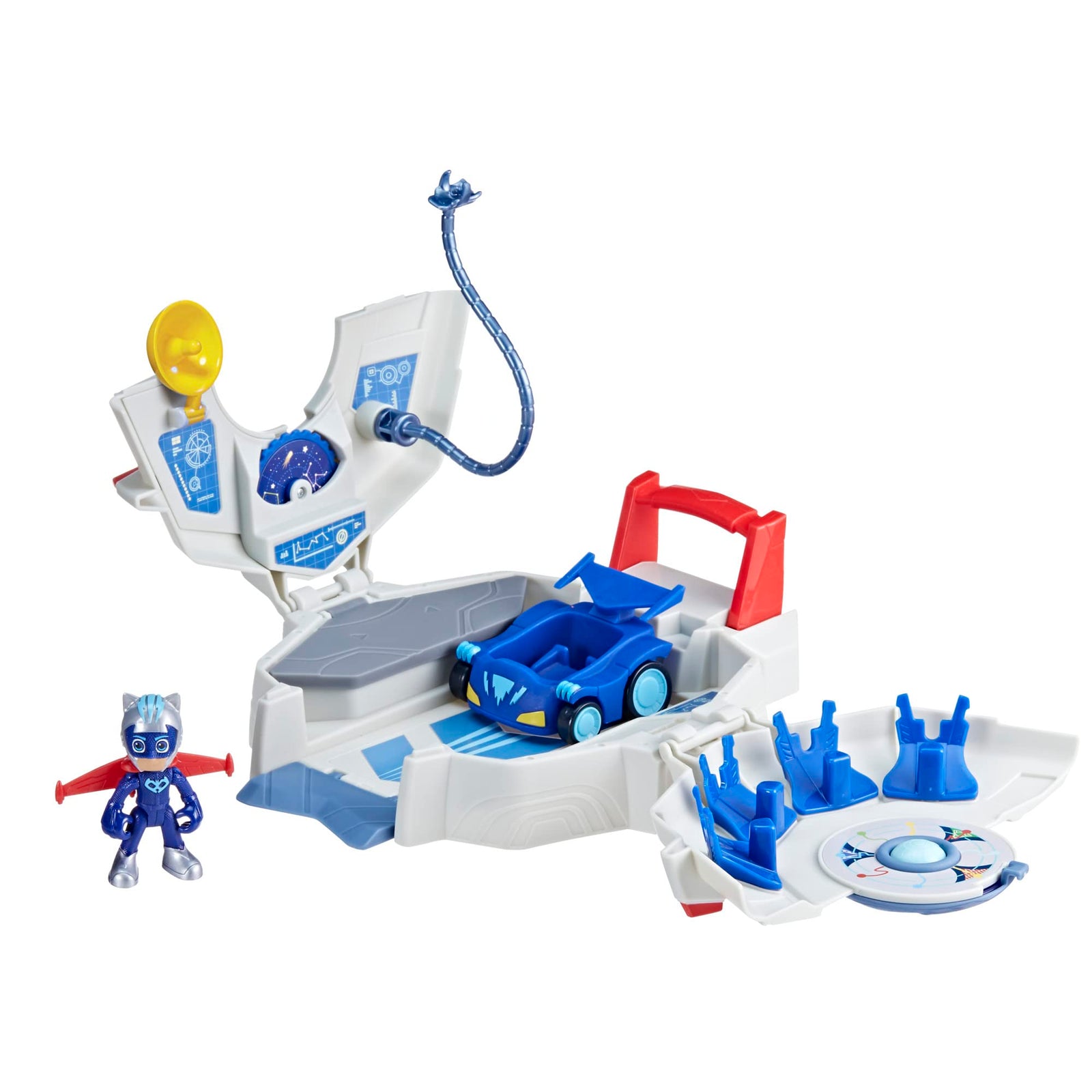 PJ Masks Power Heroes PJ Power Q Playset, PJ Masks Headquarters Set with Car and Figure, Superhero Toys for 3 Year Old Boys and Girls and Up