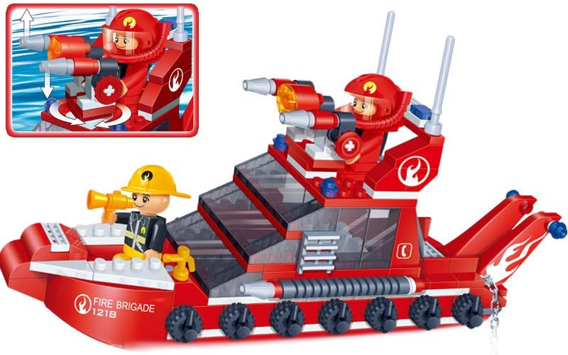 Banbao building blocks fire car and ship set, multi color