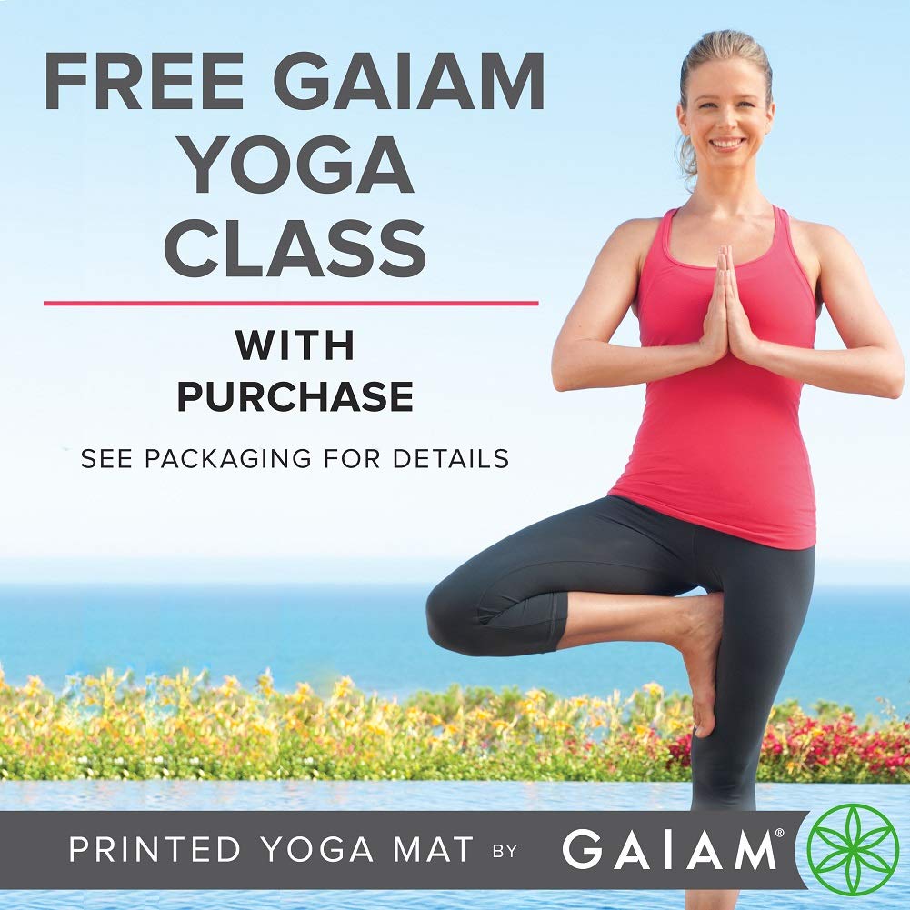 Gaiam Yoga Mat - Premium 5mm Print Thick Non Slip Exercise & Fitness Mat for All Types of Yoga, Pilates & Floor Workouts (68