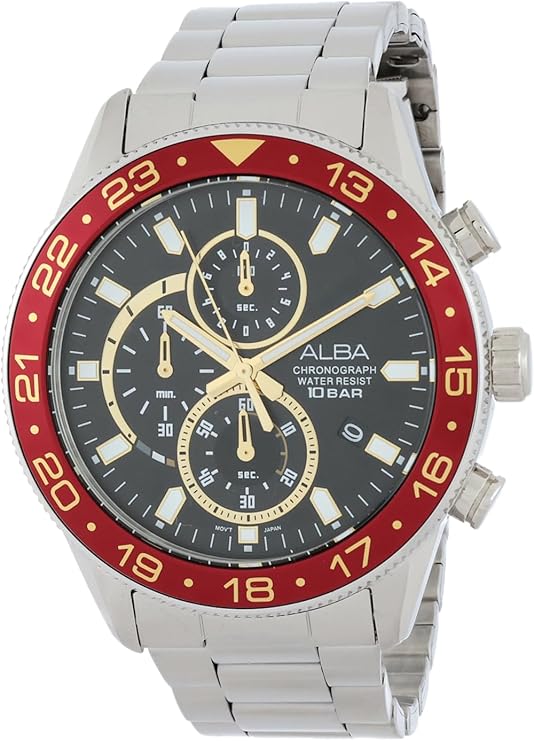 Alba Watch for Men, Quartz Movement, Analog Display, Silver Stainless Steel Strap-AM3843X