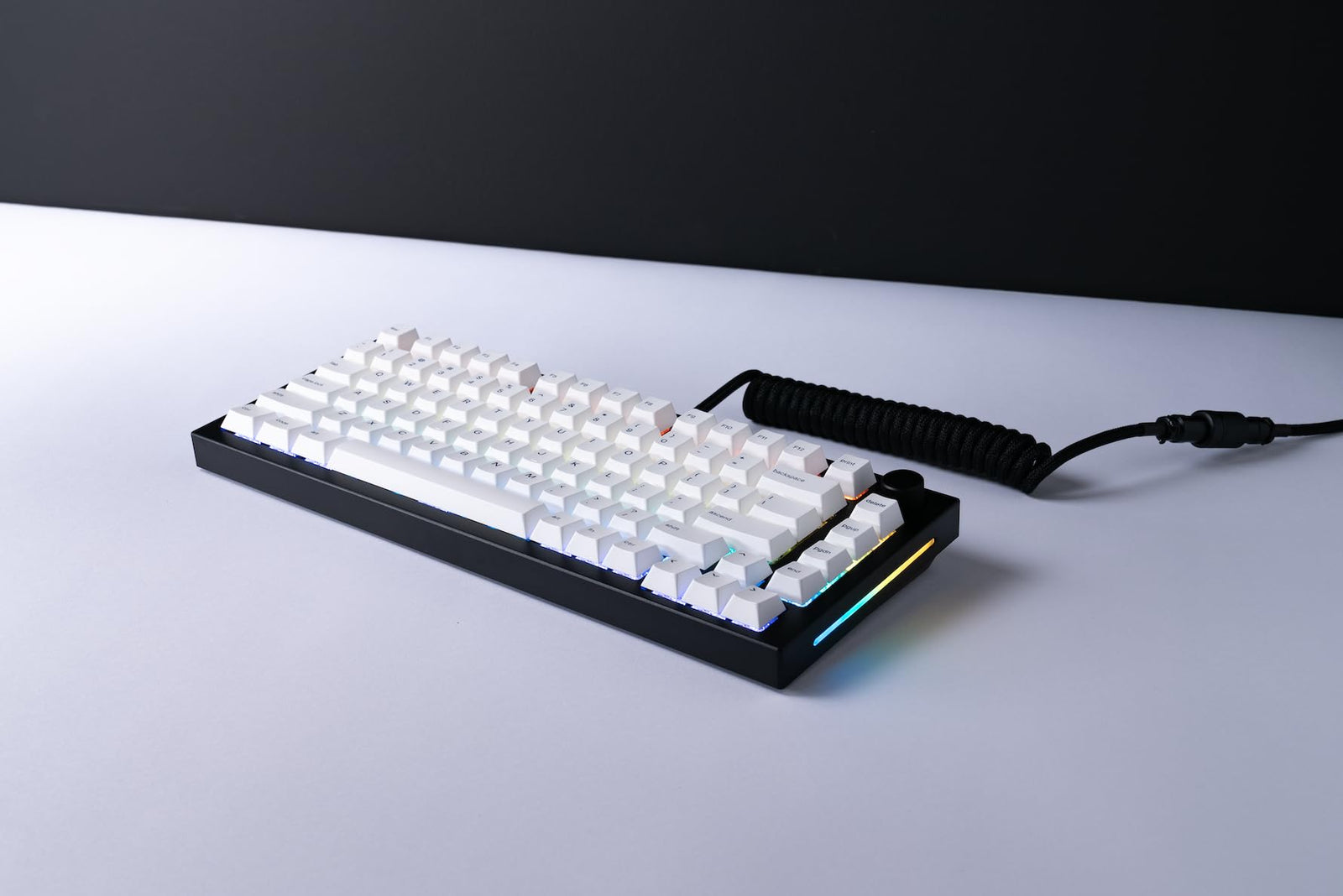 GMMK Pro Prebuilt Black - Glorious Modular Mechanical Keyboard Pro - ANSI/USA Layout - Fox Linear Switch - GPBT White Keycaps (White) - High Profile Gasket Mounted Prebuilt Premium RGB 75% Keyboard