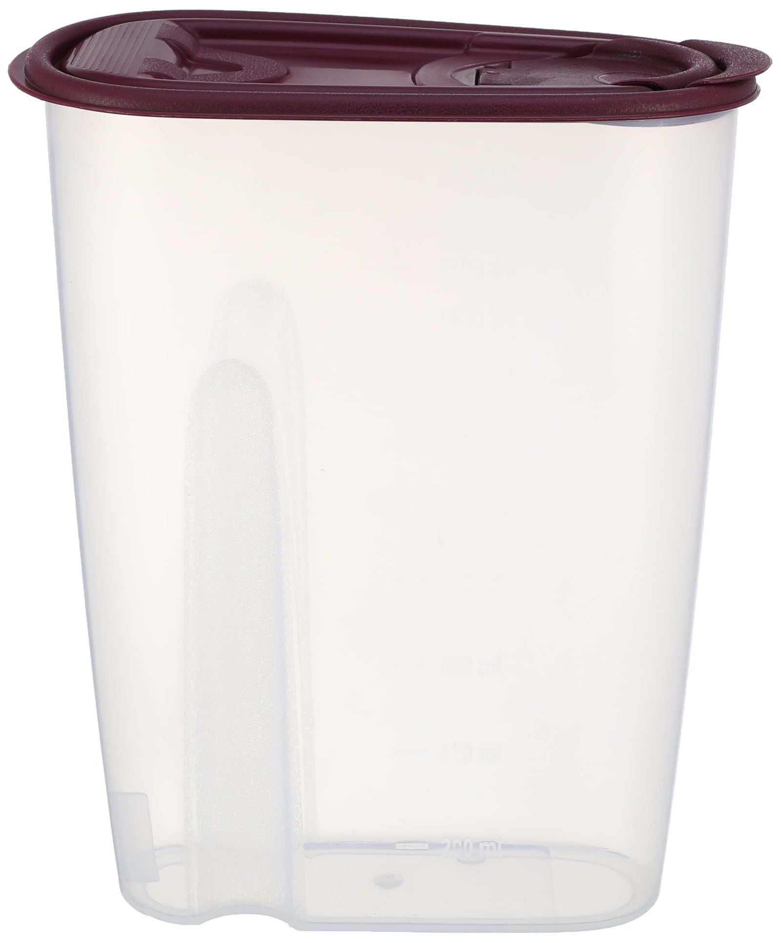 Baker 6222030721234 Transparent oval plastic dry food storage container with colorful lid (2.2 litres) - burgundy